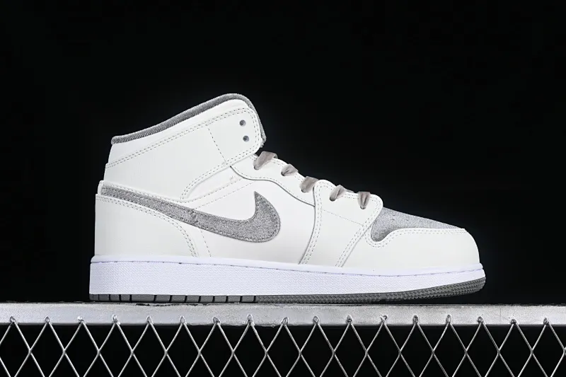 All categories Air Jordan Jordan series basketball shoes Air Jordan 1 Mid G version pure original Air Jordan 1 Mid AJ1 Joe 1 rice gray Chinese culture casual sneakers FB9899-100